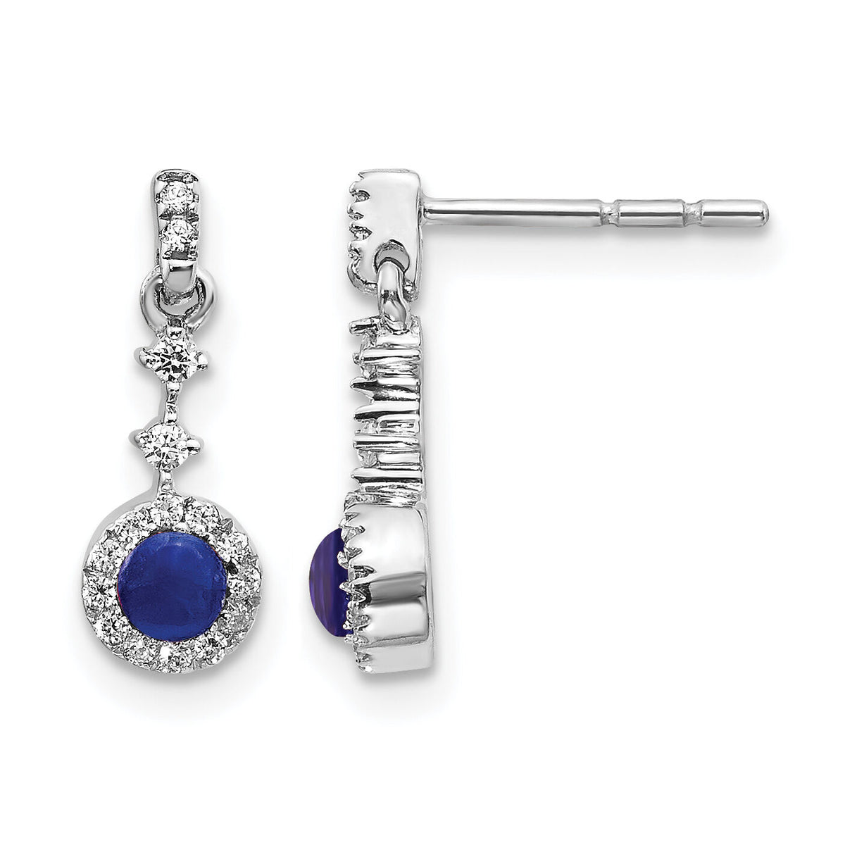 14k White Gold Diamond and Cabochon Sapphire Earrings-EM4037-SA-016-WA