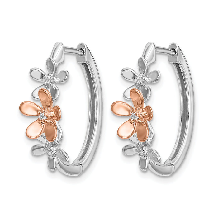 14k Rose and White Gold Diamond Earrings-EM4038-006-RWA