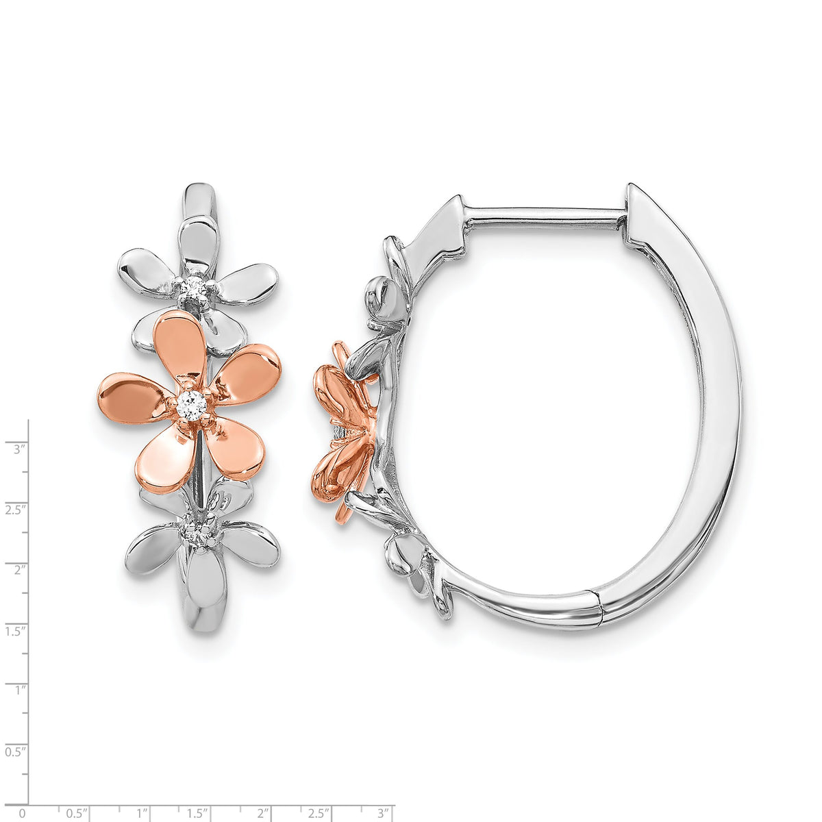 14k Rose and White Gold Diamond Earrings-EM4038-006-RWA