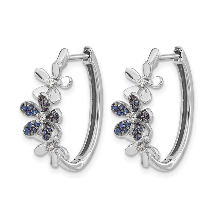 14k White Gold Diamond and Sapphire Earrings-EM4044-SA-006-WA