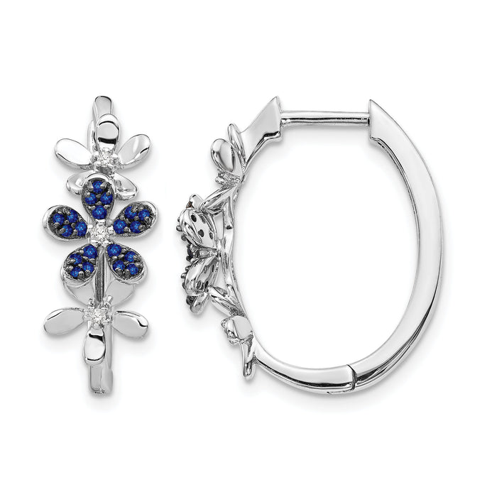 14k White Gold Diamond and Sapphire Earrings-EM4044-SA-006-WA