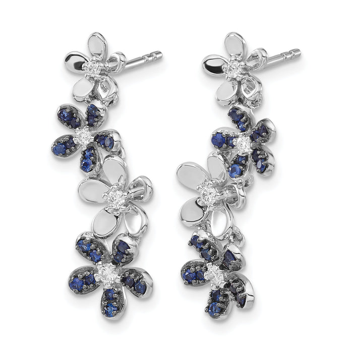 14k White Gold Diamond and Sapphire Earrings-EM4045-SA-016-WA