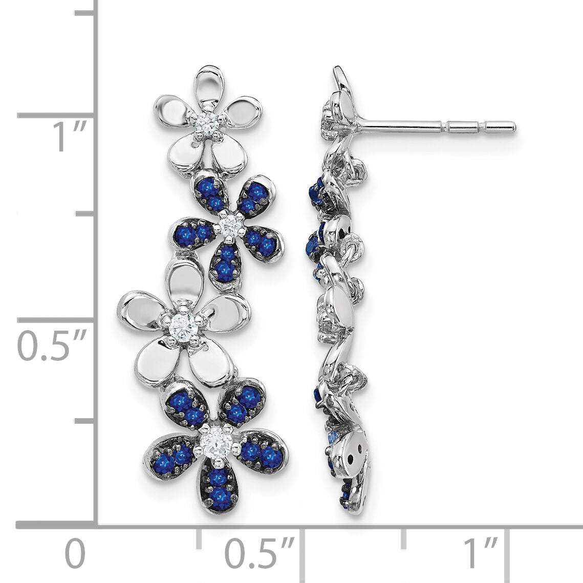 14k White Gold Diamond and Sapphire Earrings-EM4045-SA-016-WA
