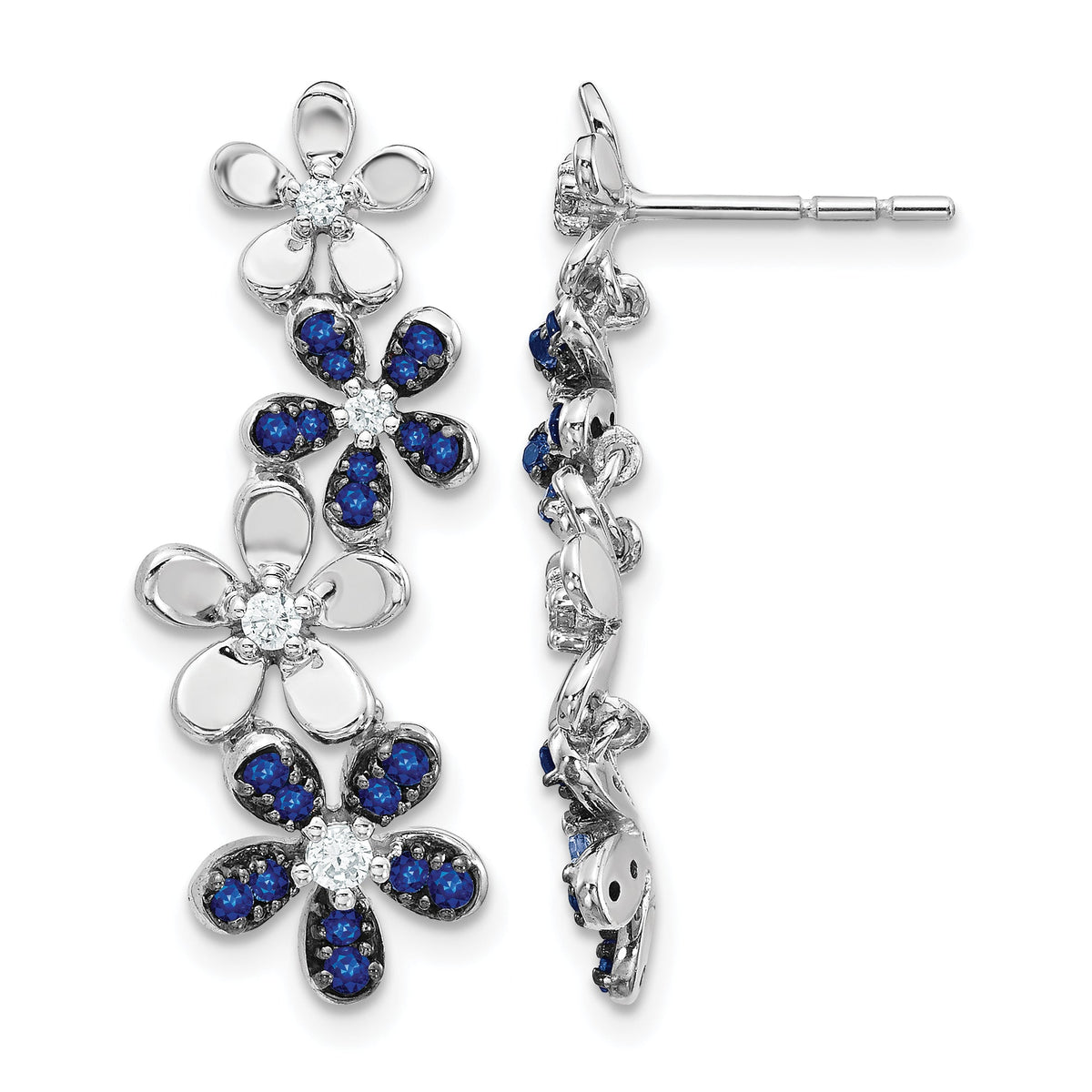 14k White Gold Diamond and Sapphire Earrings-EM4045-SA-016-WA