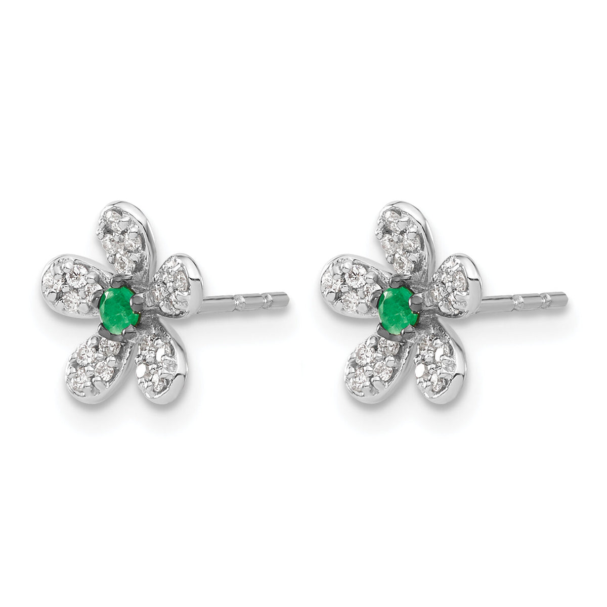 14k White Gold Diamond and Emerald Earrings-EM4046-EM-016-WA