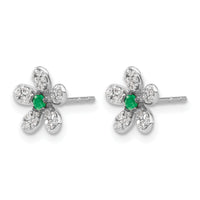 14k White Gold Diamond and Emerald Earrings-EM4046-EM-016-WA