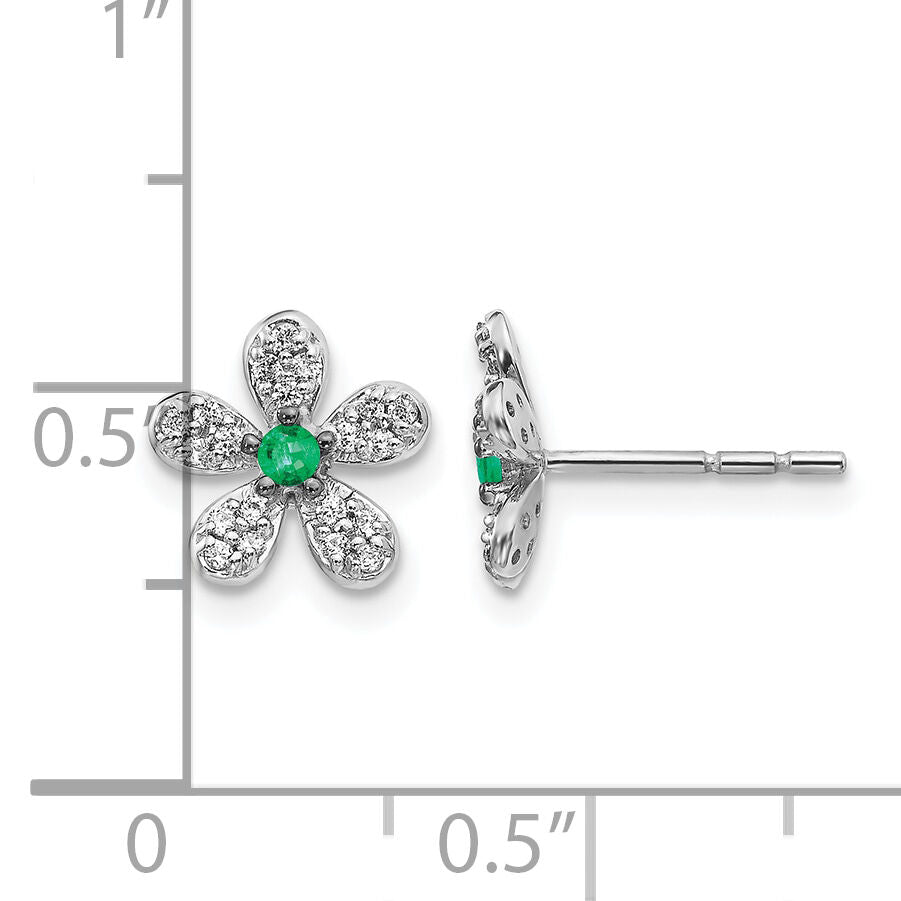 14k White Gold Diamond and Emerald Earrings-EM4046-EM-016-WA