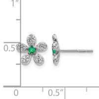 14k White Gold Diamond and Emerald Earrings-EM4046-EM-016-WA