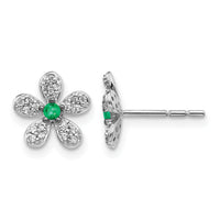 14k White Gold Diamond and Emerald Earrings-EM4046-EM-016-WA
