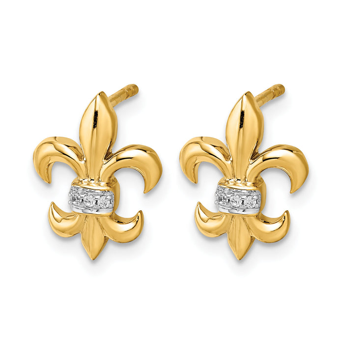 14k White Gold Diamond Fleur de Lis Post Earrings-EM4072-002-WA
