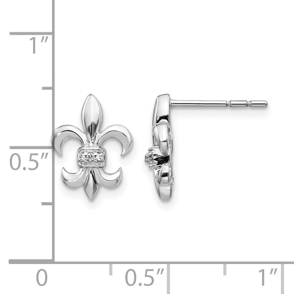 14k White Gold Diamond Fleur de Lis Post Earrings-EM4072-002-WA