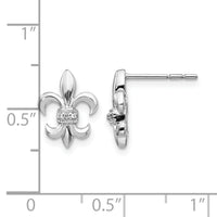 14k White Gold Diamond Fleur de Lis Post Earrings-EM4072-002-WA