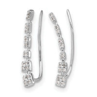 14k White Gold Diamond Graduated Ear Climber Earrings-EM4146-015-WA