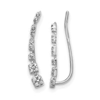 14k White Gold Diamond Graduated Ear Climber Earrings-EM4146-015-WA