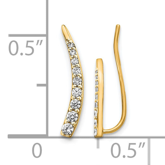 14k Diamond Ear Climber Earrings-EM4147-015-YA