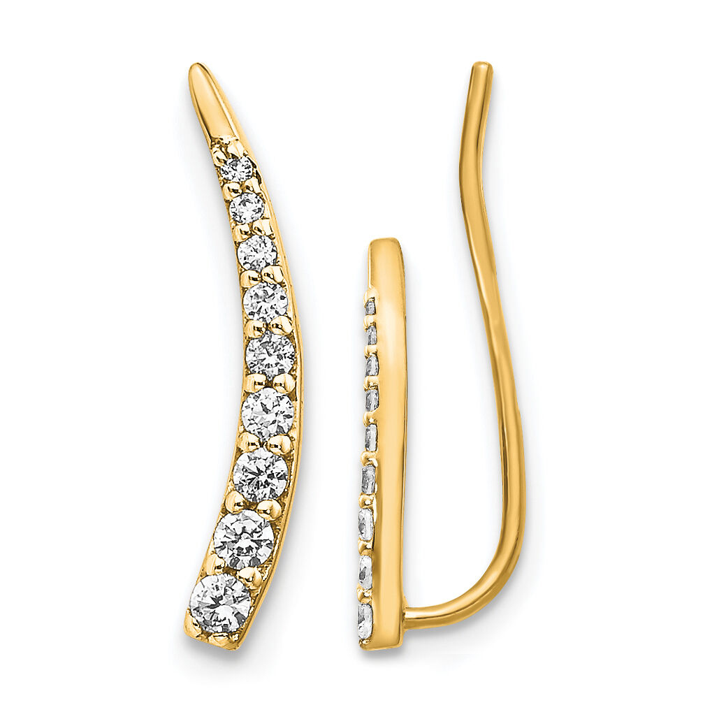 14k Diamond Ear Climber Earrings-EM4147-015-YA