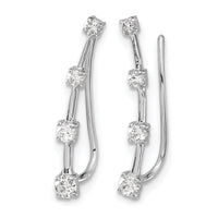 14k White Gold Diamond Graduated 4-stone Ear Climber Earrings-EM4148-030-WA