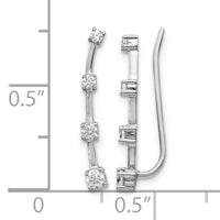 14k White Gold Diamond Graduated 4-stone Ear Climber Earrings-EM4148-030-WA