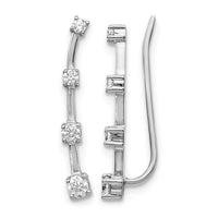 14k White Gold Diamond Graduated 4-stone Ear Climber Earrings-EM4148-030-WA