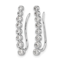 14k White Gold Diamond Graduated Ear Climber Earrings-EM4149-040-WA