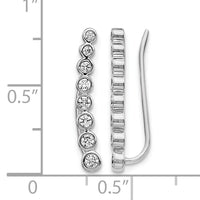 14k White Gold Diamond Graduated Ear Climber Earrings-EM4149-040-WA