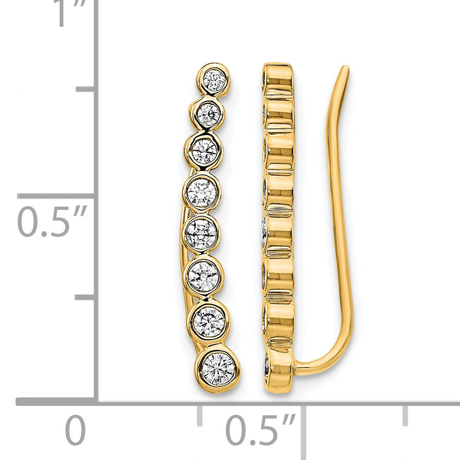 14k Diamond Graduated Ear Climber Earrings-EM4149-040-YA
