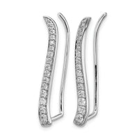 14k White Gold Diamond Ear Climber Earrings-EM4151-050-WA