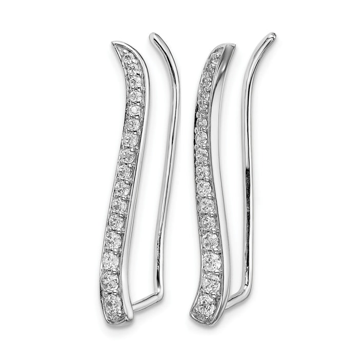 14k White Gold Diamond Ear Climber Earrings-EM4151-050-WA