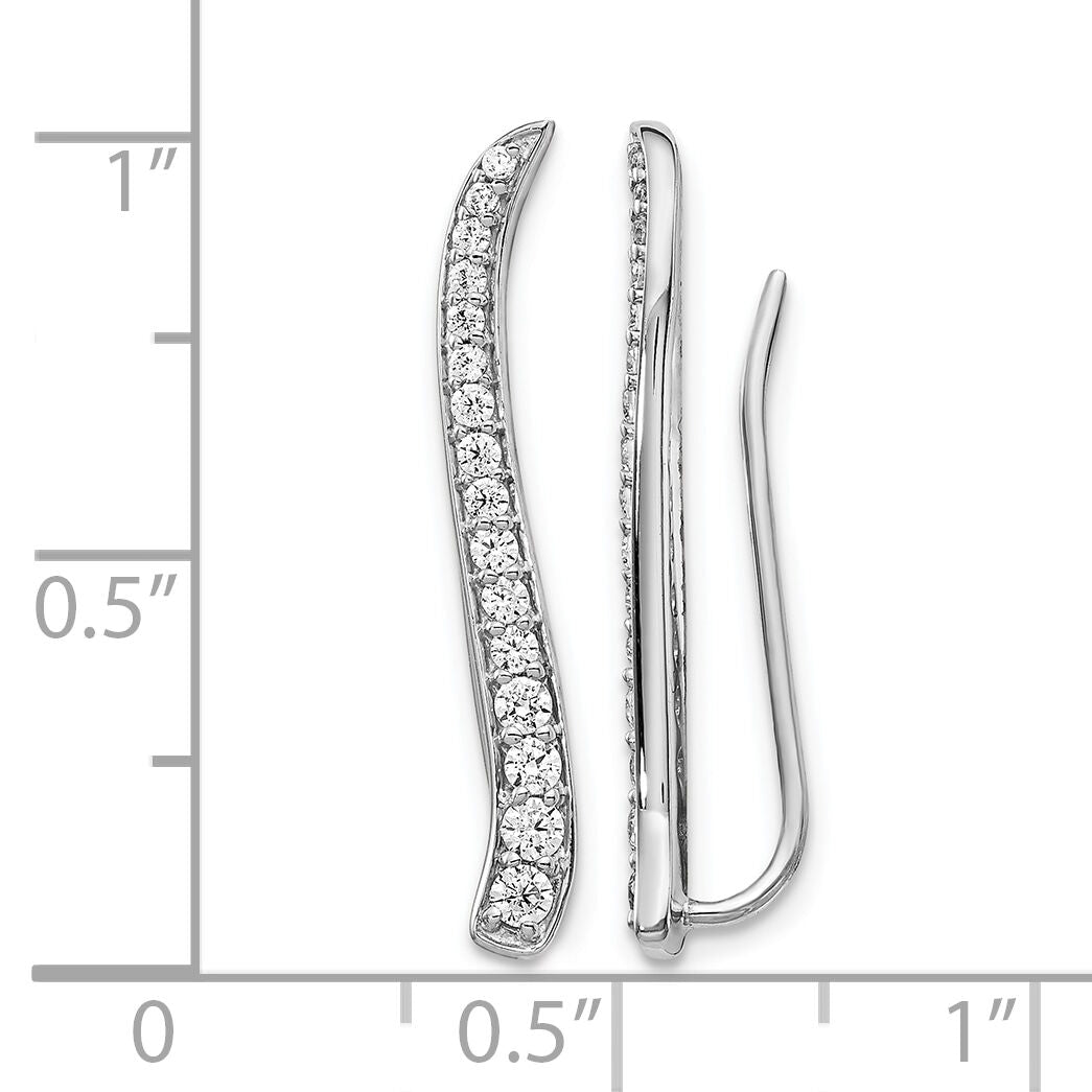 14k White Gold Diamond Ear Climber Earrings-EM4151-050-WA