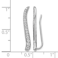 14k White Gold Diamond Ear Climber Earrings-EM4151-050-WA