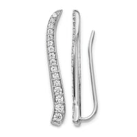 14k White Gold Diamond Ear Climber Earrings-EM4151-050-WA