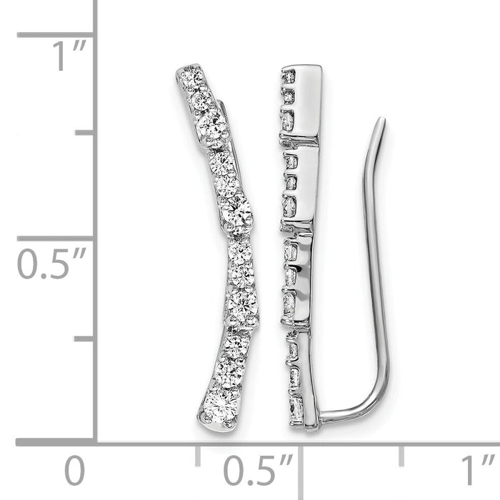 14k White Gold Diamond Ear Climber Earrings-EM4153-050-WA
