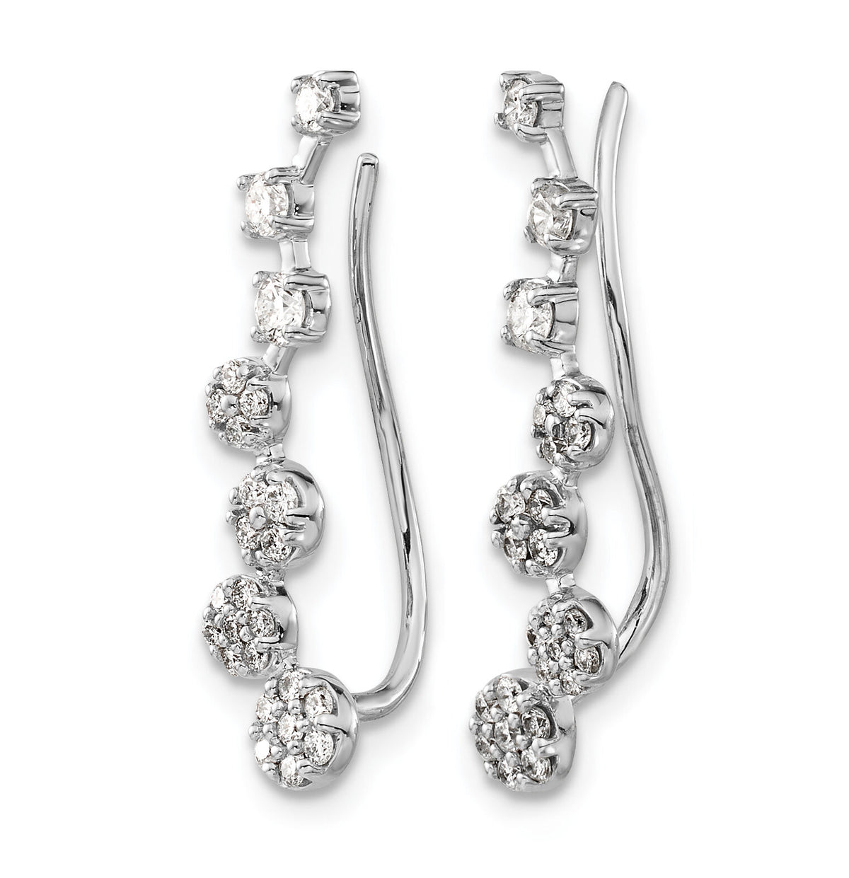 14k White Gold Diamond Ear Climber Earrings-EM4154-050-WA