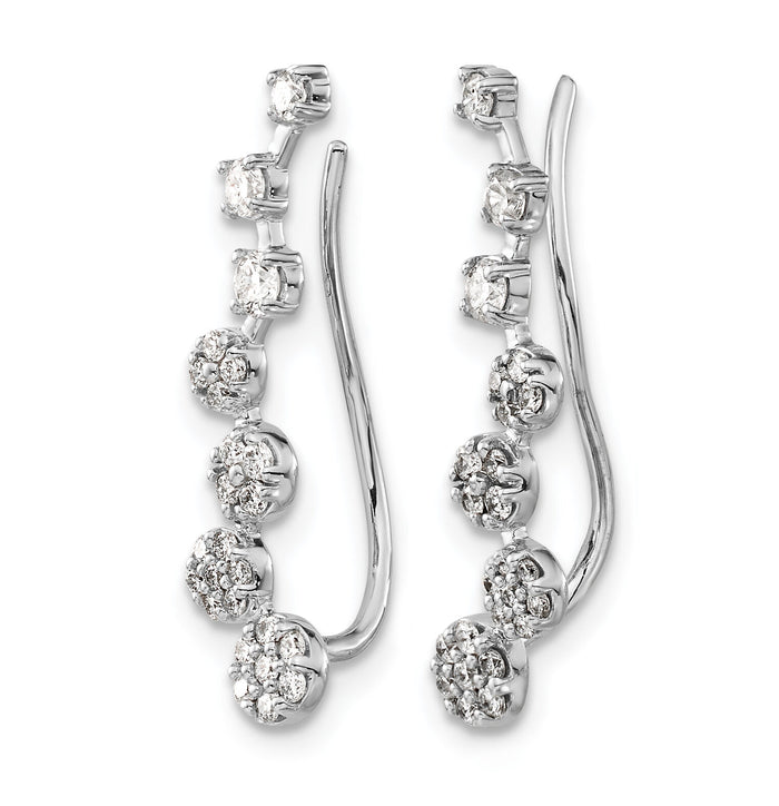 14k White Gold Diamond Ear Climber Earrings-EM4154-050-WA
