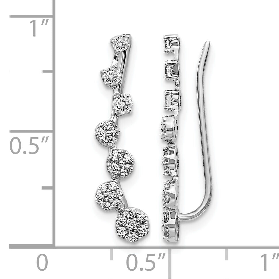 14k White Gold Diamond Ear Climber Earrings-EM4154-050-WA
