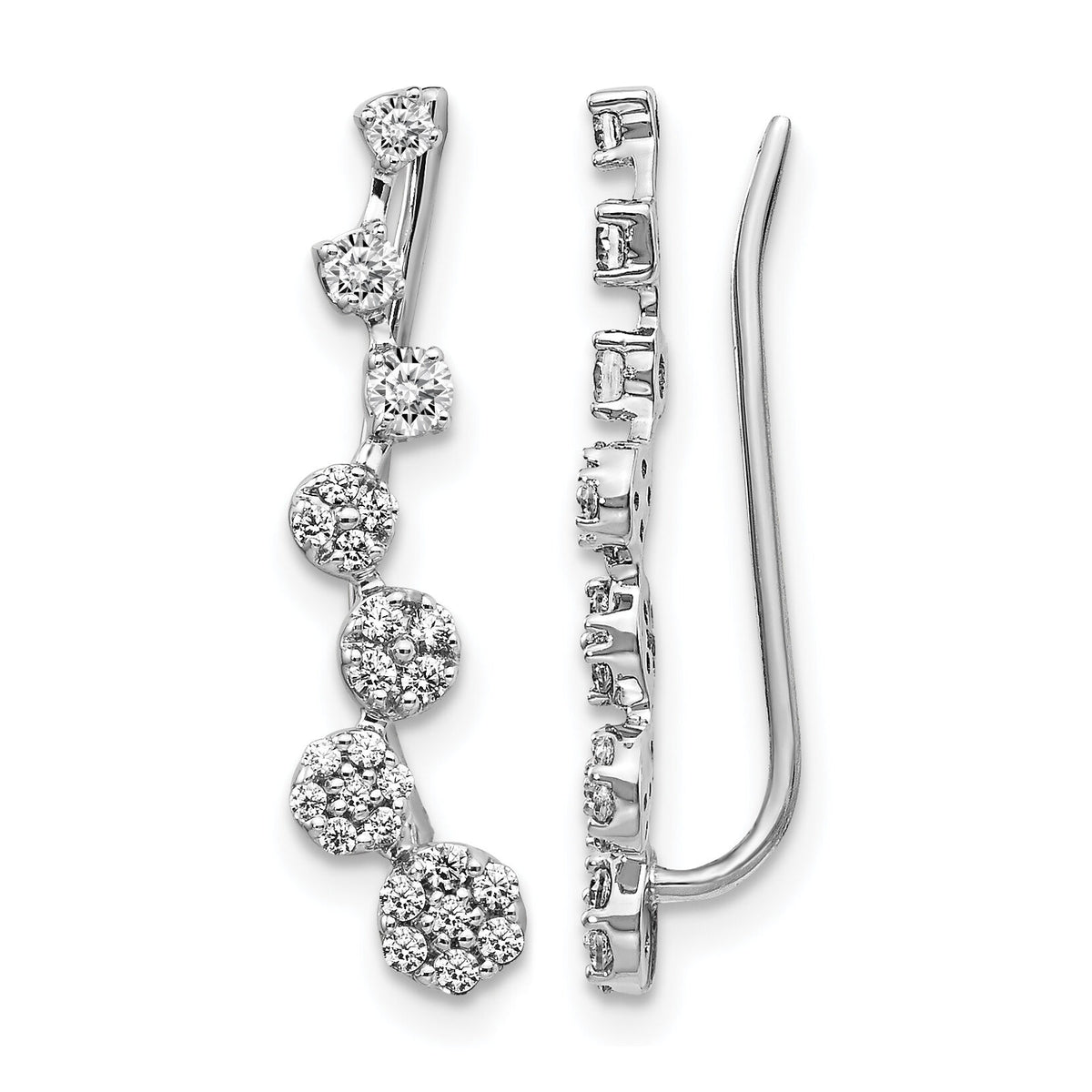 14k White Gold Diamond Ear Climber Earrings-EM4154-050-WA