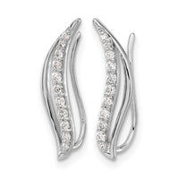 14k White Gold Diamond Wave Ear Climber Earrings-EM4156-025-WA