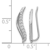14k White Gold Diamond Wave Ear Climber Earrings-EM4156-025-WA