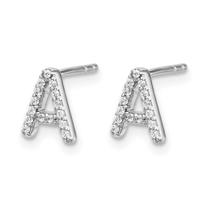 14k White Gold Diamond Initial A Earrings-EM4169A-009-WA