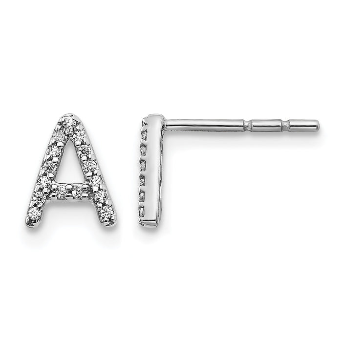 14k White Gold Diamond Initial A Earrings-EM4169A-009-WA