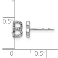 14k White Gold Diamond Initial B Earrings-EM4169B-011-WA