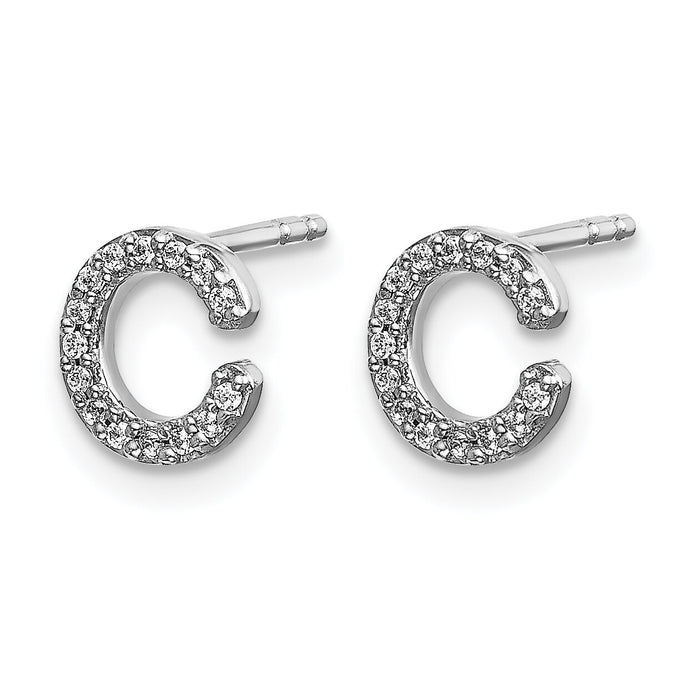 14k White Gold Diamond Initial C Earrings-EM4169C-009-WA
