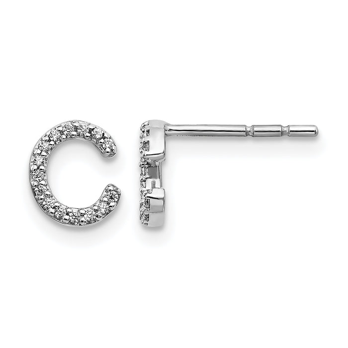 14k White Gold Diamond Initial C Earrings-EM4169C-009-WA