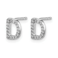 14k White Gold Diamond Initial D Earrings-EM4169D-010-WA