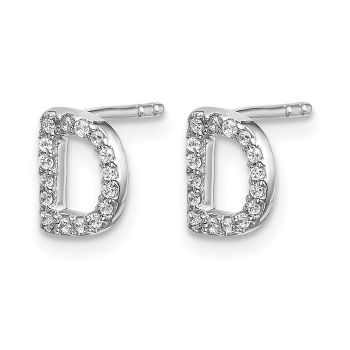 14k White Gold Diamond Initial D Earrings-EM4169D-010-WA