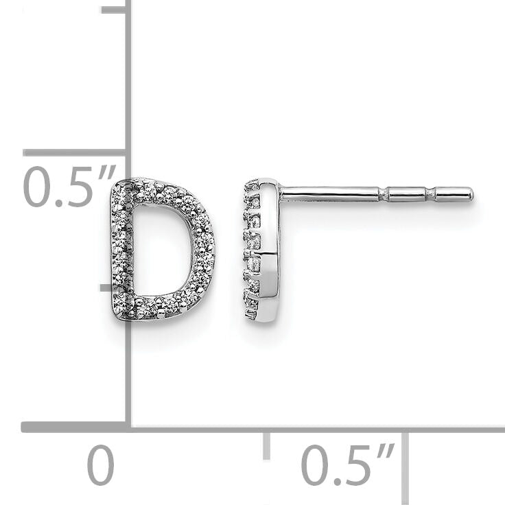 14k White Gold Diamond Initial D Earrings-EM4169D-010-WA