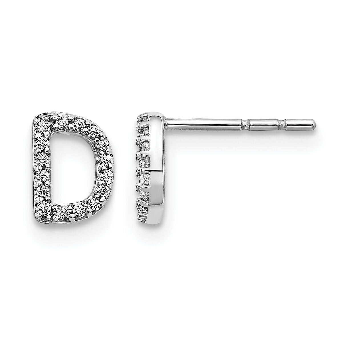 14k White Gold Diamond Initial D Earrings-EM4169D-010-WA
