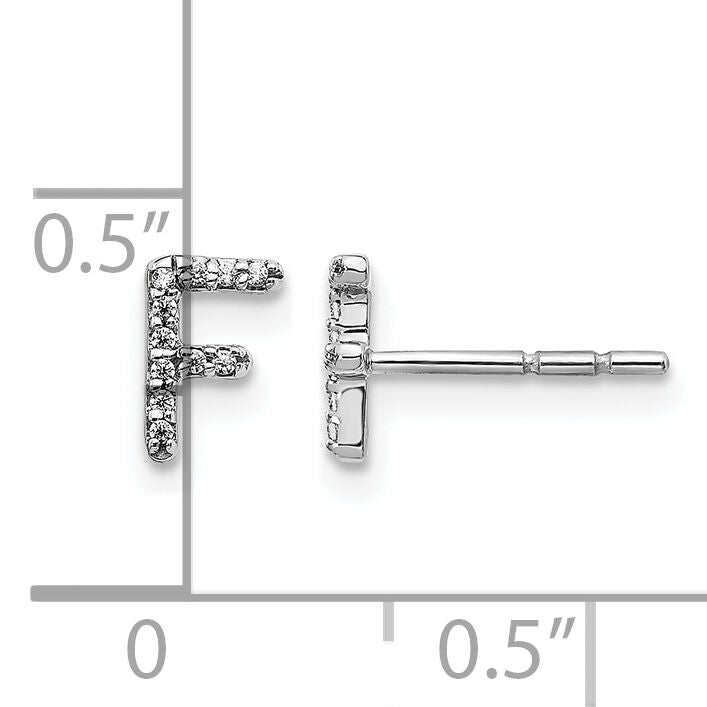 14k White Gold Diamond Initial F Earrings-EM4169F-007-WA