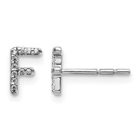 14k White Gold Diamond Initial F Earrings-EM4169F-007-WA
