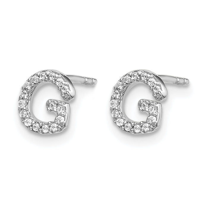 14k White Gold Diamond Initial G Earrings-EM4169G-010-WA